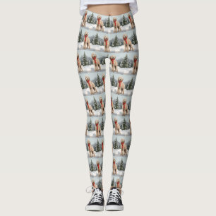 Goldendoodle Dog in Snow Christmas  Leggings