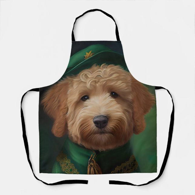 Goldendoodle  Dog in St. Patrick's Day Dress Apron (Front)