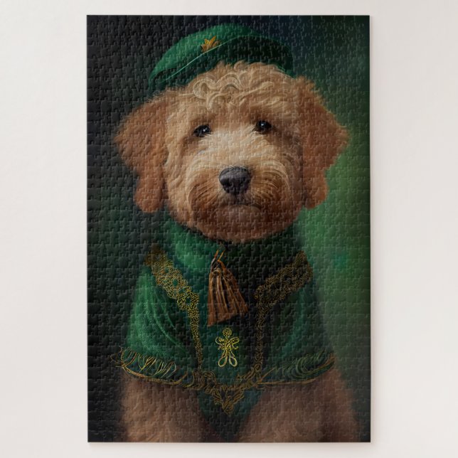 Goldendoodle  Dog in St. Patrick's Day Dress  Jigsaw Puzzle (Vertical)