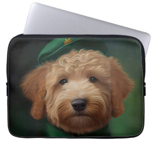 Goldendoodle  Dog in St. Patrick's Day Dress Laptop Sleeve