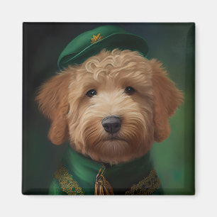 Goldendoodle Dog in St. Patrick's Day Dress Magnet
