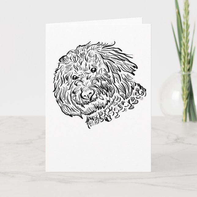 Goldendoodle Dog Line art Card (Front)