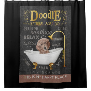 Goldendoodle Dog Natural Bath Soap Company Canvas Shower Curtain