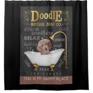 Goldendoodle Dog Natural Bath Soap Company Canvas Shower Curtain