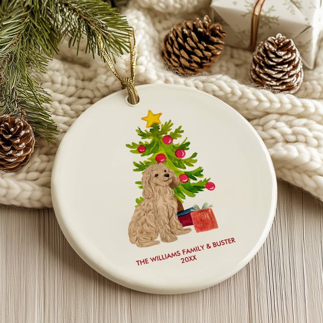 Goldendoodle Dog Personalised Christmas Ceramic Ornament (Creator Uploaded)