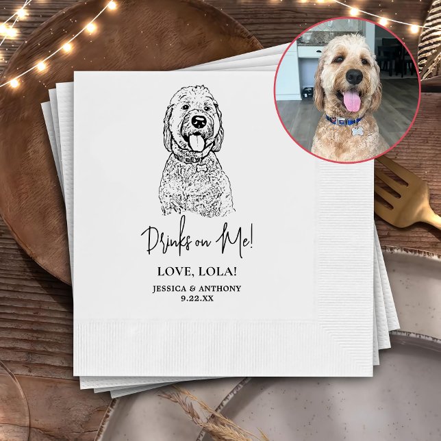 Goldendoodle Dog Personalised Drinks on Me Napkin (Creator Uploaded)