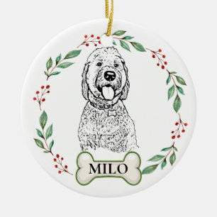 Goldendoodle Dog Personalised Hand Drawing Cer Ceramic Ornament