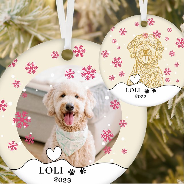 Goldendoodle Dog Personalised Hand Drawing Ceramic Ornament (Creator Uploaded)