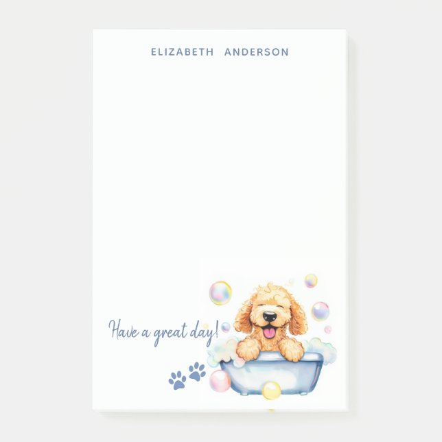 Goldendoodle Dog Personalised Post-it Notes (Front)