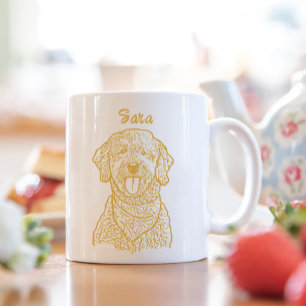 Goldendoodle Dog Personalized Hand Drawing Coffee Mug