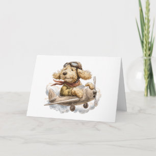 Goldendoodle Dog Pilot Aeroplane Card