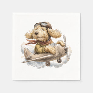 Goldendoodle Dog Pilot Aeroplane Napkin