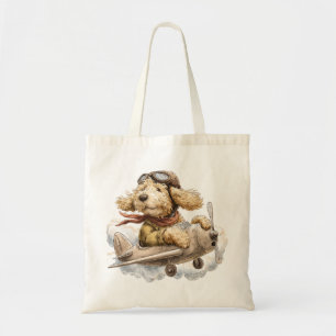 Goldendoodle Dog Pilot Aeroplane Tote Bag