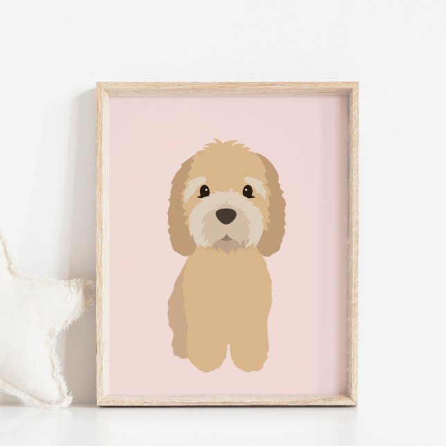 GoldenDoodle Dog Pink Nursery & Kids Decor Poster (Creator Uploaded)