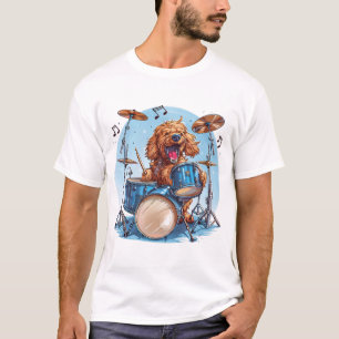 Goldendoodle Dog Playing Drums T-Shirt