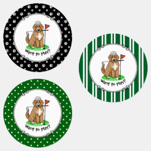 Goldendoodle Dog Playing Golf (red whmk2) Cute Fun