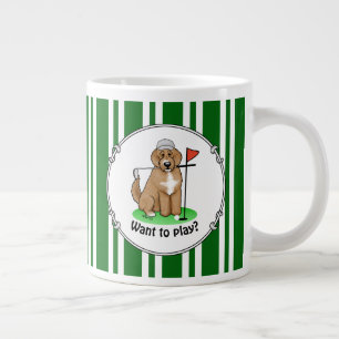 Goldendoodle Dog Playing Golf (red whmk2) Cute Fun Large Coffee Mug