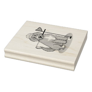 Goldendoodle Dog Playing Golf (red whmk2) Cute Fun Rubber Stamp