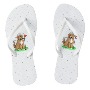 Goldendoodle Dog Playing Golf (red whmk2) Cute Fun Thongs
