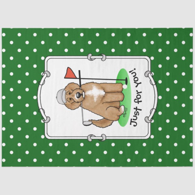 Goldendoodle Dog Playing Golf (red whmk2) Cute Fun Tissue Paper (Front)