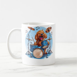 Goldendoodle Dog Playing The Drums Musician Dog Ro Coffee Mug