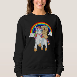 Goldendoodle Dog Riding Unicorn Rainbow Girls & Ki Sweatshirt