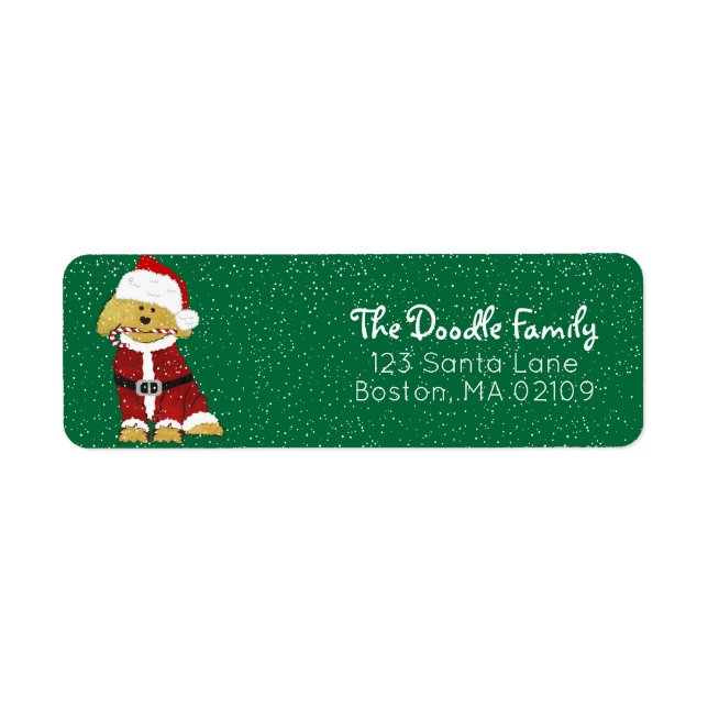 Goldendoodle Dog Santa Paws Return Address Label (Front)