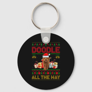 Goldendoodle Dog Ugly Christmas Sweaters Pet Dog L Key Ring