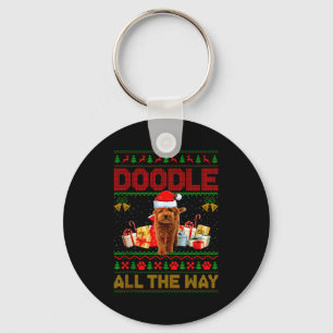 Goldendoodle Dog Ugly Christmas Sweaters Pet Dog L Key Ring