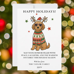 Goldendoodle Dog Ugly Sweater Christmas Holiday Card