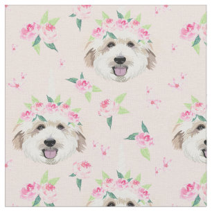 goldendoodle dog unicorn flower crown fabric