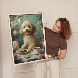 Goldendoodle Dog Vintage Tea Canvas Print