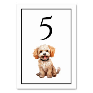 Goldendoodle Dog Watercolor Table Number