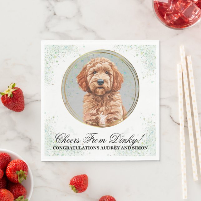 Goldendoodle Dog Wedding Napkins with Dog Photo (Insitu)