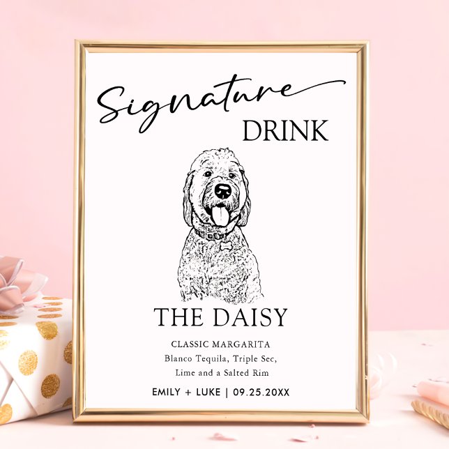 Goldendoodle Dog Wedding Signature Drink Sign (Creator Uploaded)