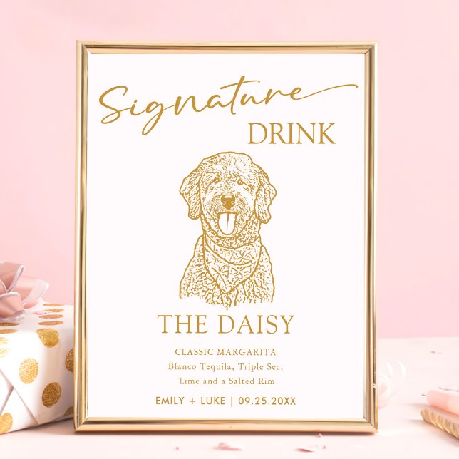 Goldendoodle Dog Wedding Signature Drink Sign (Creator Uploaded)