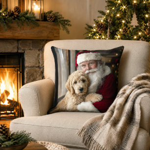 Goldendoodle Dog with Santa Cute Christmas Cushion