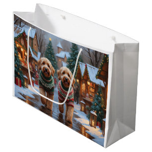 Goldendoodle Dogs Christmas Snow Holiday Large Gift Bag