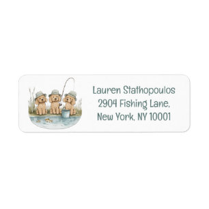 Goldendoodle Dogs Fishing Return Address Label