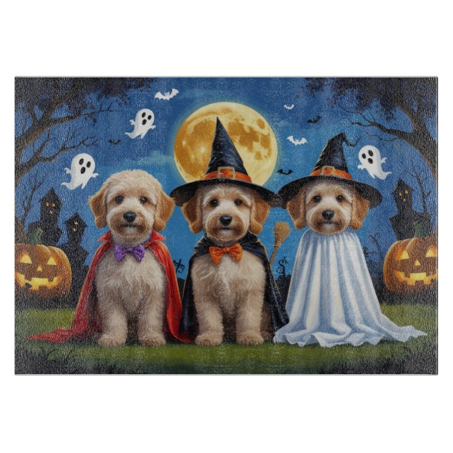 Goldendoodle Dogs Pumpkin Halloween Funny Cutting Board (Front)