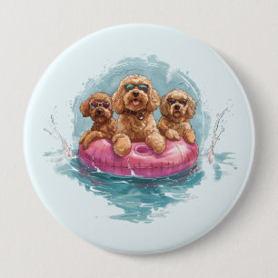 Goldendoodle Dogs Summer Pineapple Pool Float 10 Cm Round Badge