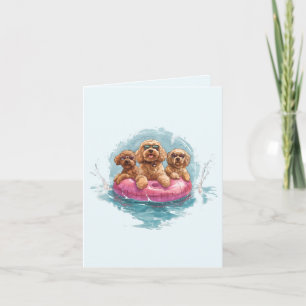 Goldendoodle Dogs Summer Pineapple Pool Float Card