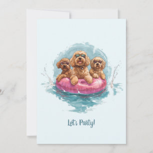 Goldendoodle Dogs Summer Pineapple Pool Float Invitation