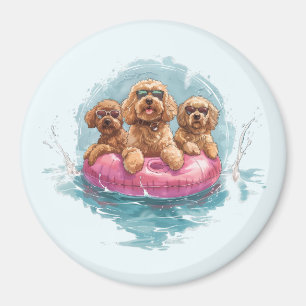 Goldendoodle Dogs Summer Pineapple Pool Float Magnet