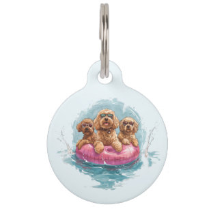 Goldendoodle Dogs Summer Pineapple Pool Float Pet Tag