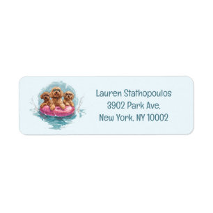 Goldendoodle Dogs Summer Pineapple Pool Float Return Address Label