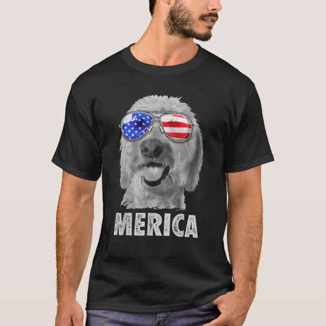 Goldendoodle Doodle 4th of July Merica Men America T-Shirt (Front)