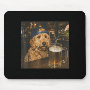 Goldendoodle Drinking Beer Shirt Funny Dog Meme Mouse Pad