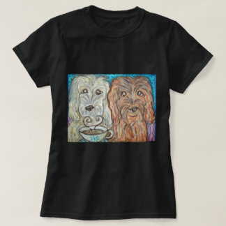 GOLDENDOODLE Drinking Coffee Art T-Shirt