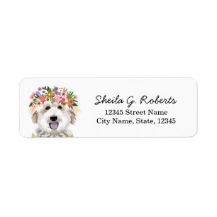 GoldenDoodle Flower Crown Return Address Label